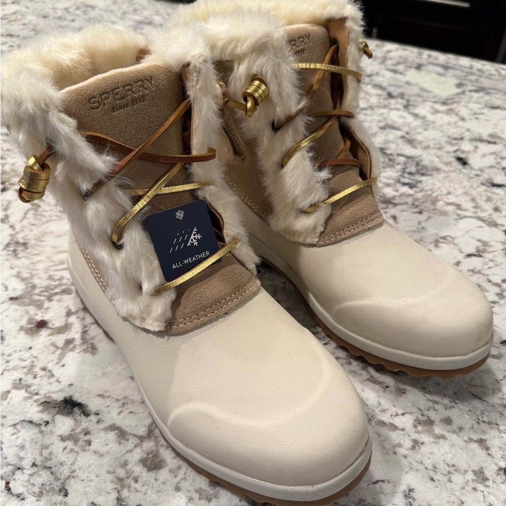 SPERRY TOP-SIDER MARITIME REPEL WOMENS THINSULATE SNOW BOOTS SIZE 8.5 SAND